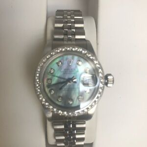 Rolex Ladies Datejust Stainless Steel Diamond Bezel with Mother of Pearl Watch
